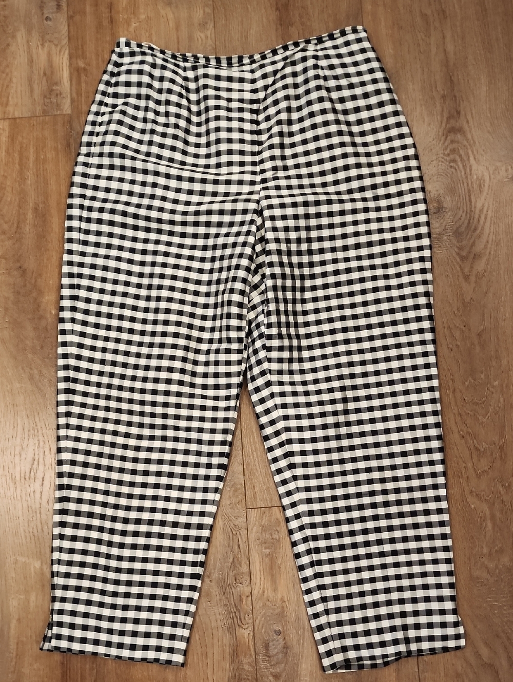 Valerie Stevens 100% Silk Gingham Pants Cropped Lightweight Ankle Length size PL